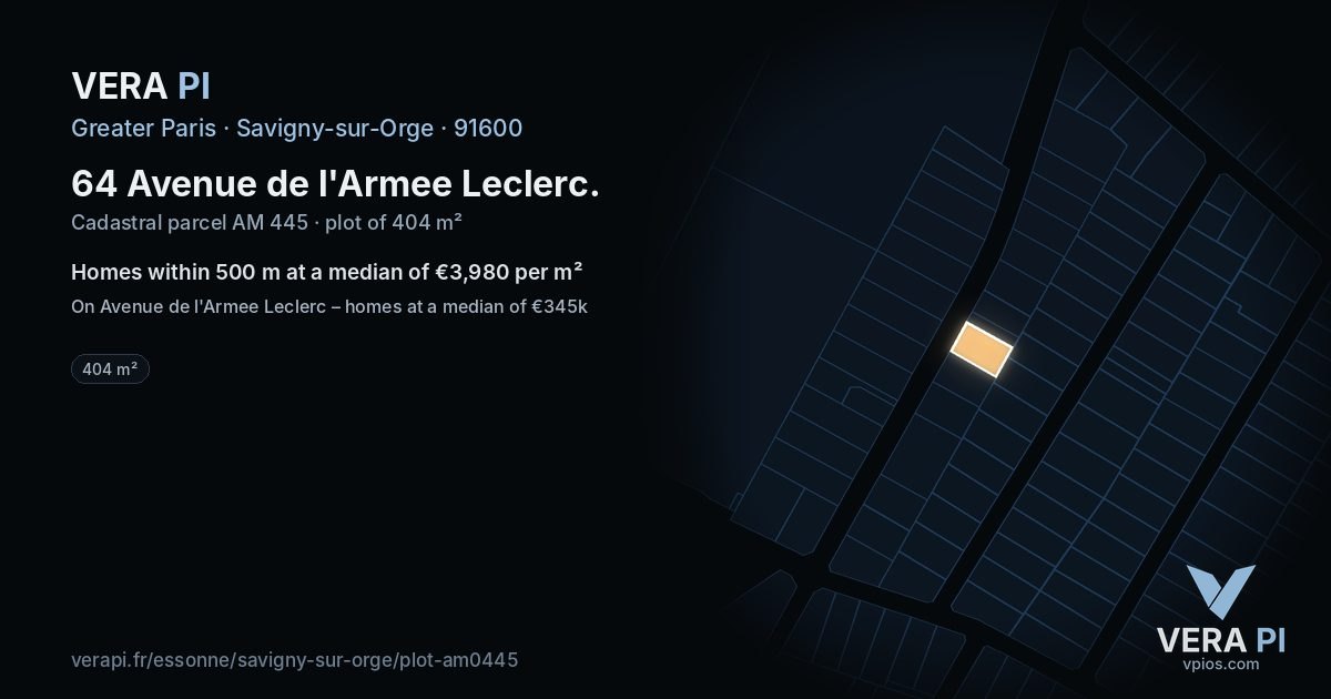 64 Avenue de l'Armee Leclerc, Savigny-sur-Orge at night – the plot lit, the parcels around coloured by the prices near them