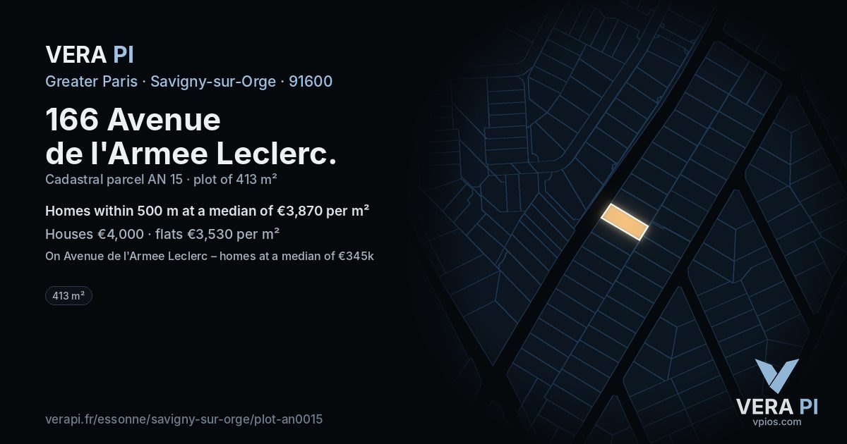 166 Avenue de l'Armee Leclerc, Savigny-sur-Orge at night – the plot lit, the parcels around coloured by the prices near them