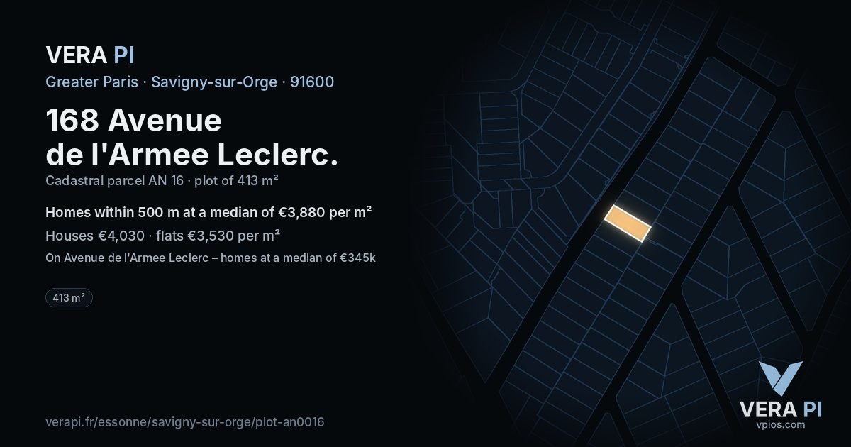 168 Avenue de l'Armee Leclerc, Savigny-sur-Orge at night – the plot lit, the parcels around coloured by the prices near them