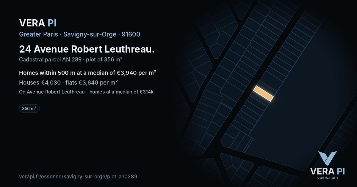 24 Avenue Robert Leuthreau, Savigny-sur-Orge at night – the plot lit, the parcels around coloured by the prices near them