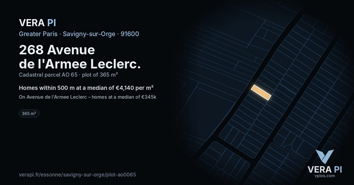 268 Avenue de l'Armee Leclerc, Savigny-sur-Orge at night – the plot lit, the parcels around coloured by the prices near them