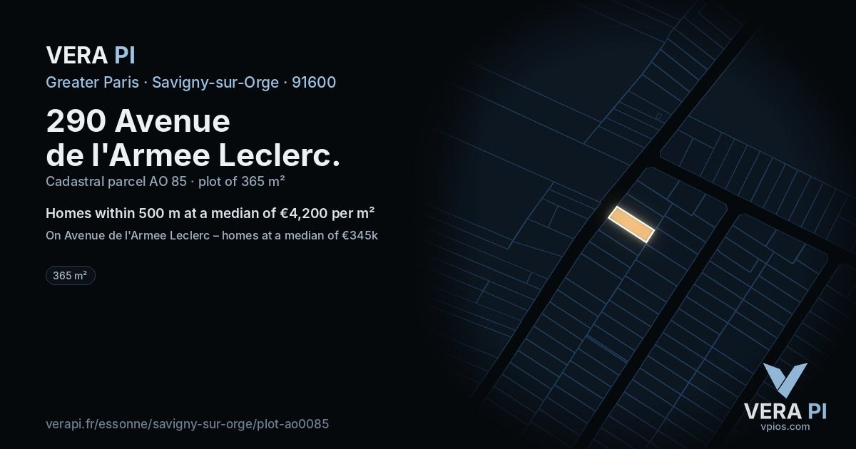 290 Avenue de l'Armee Leclerc, Savigny-sur-Orge at night – the plot lit, the parcels around coloured by the prices near them