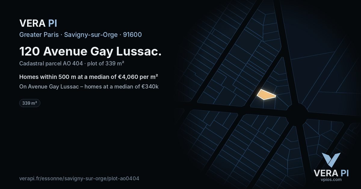 120 Avenue Gay Lussac, Savigny-sur-Orge at night – the plot lit, the parcels around coloured by the prices near them