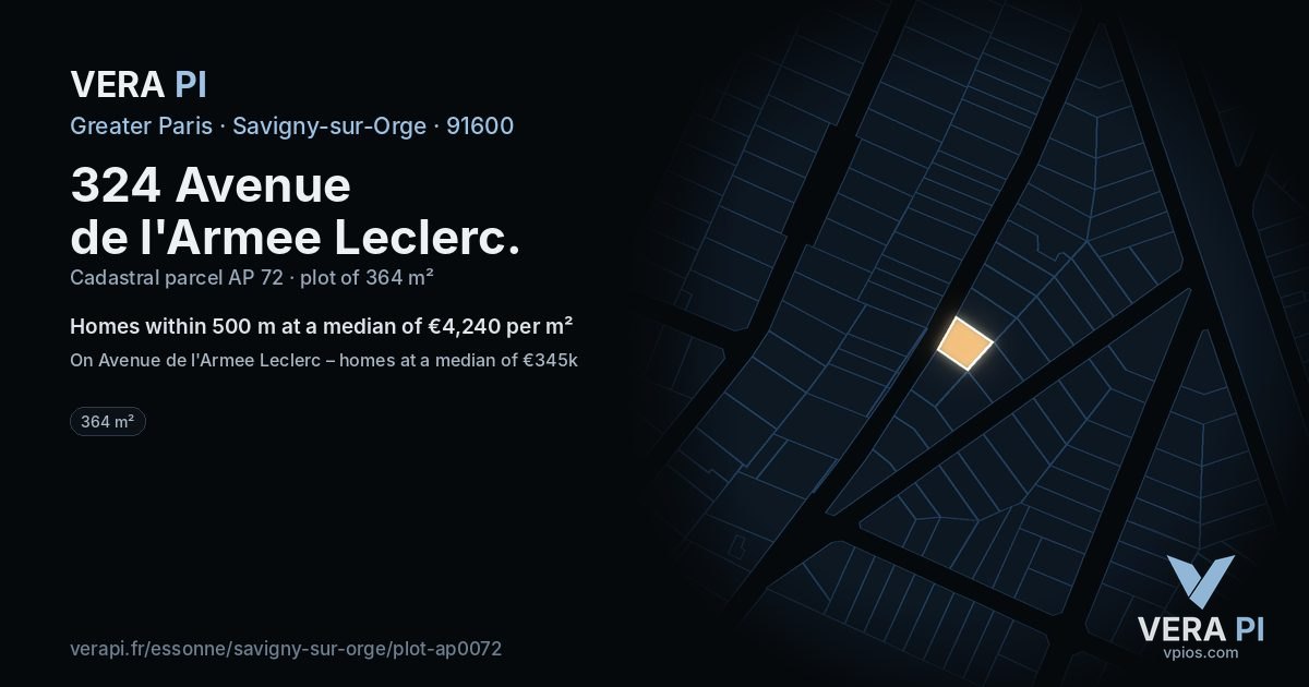 324 Avenue de l'Armee Leclerc, Savigny-sur-Orge at night – the plot lit, the parcels around coloured by the prices near them