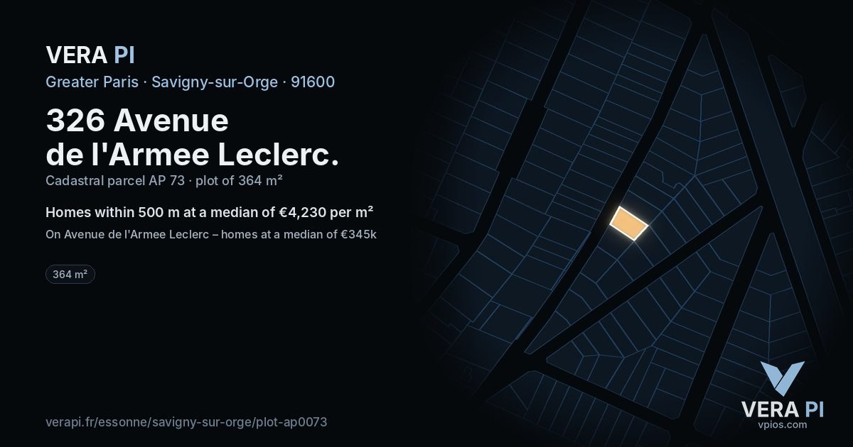 326 Avenue de l'Armee Leclerc, Savigny-sur-Orge at night – the plot lit, the parcels around coloured by the prices near them