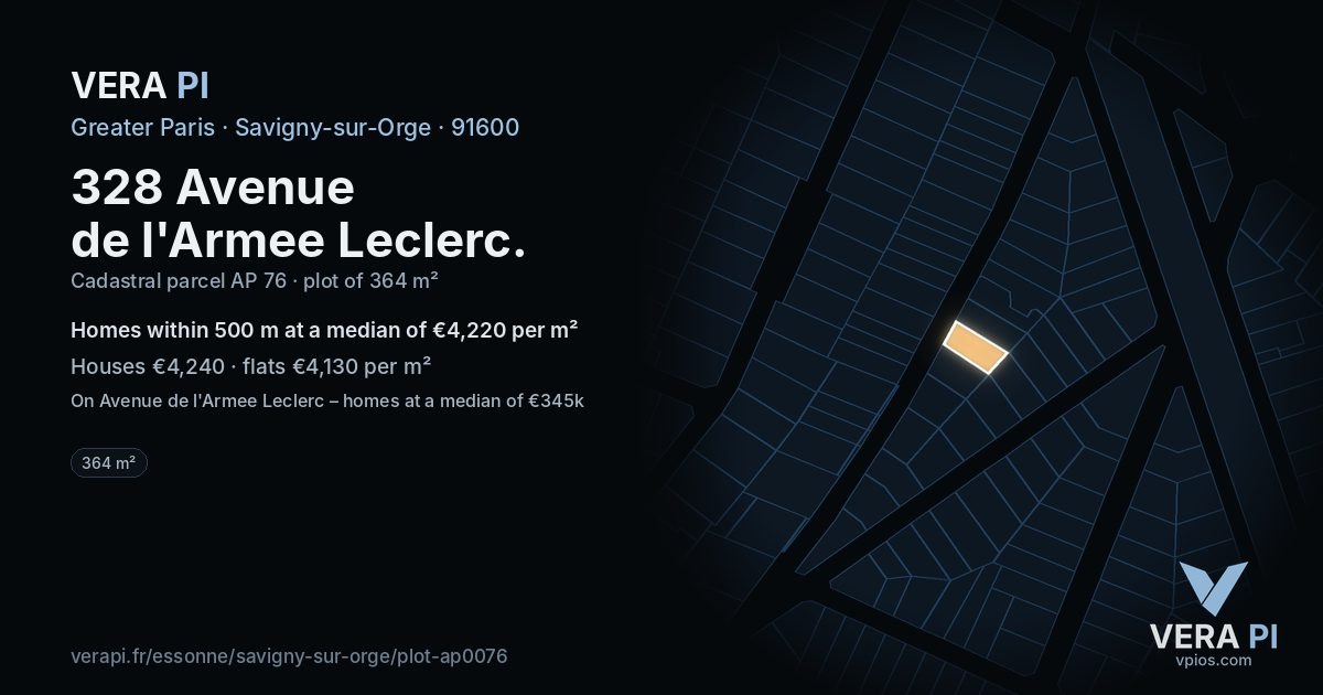 328 Avenue de l'Armee Leclerc, Savigny-sur-Orge at night – the plot lit, the parcels around coloured by the prices near them