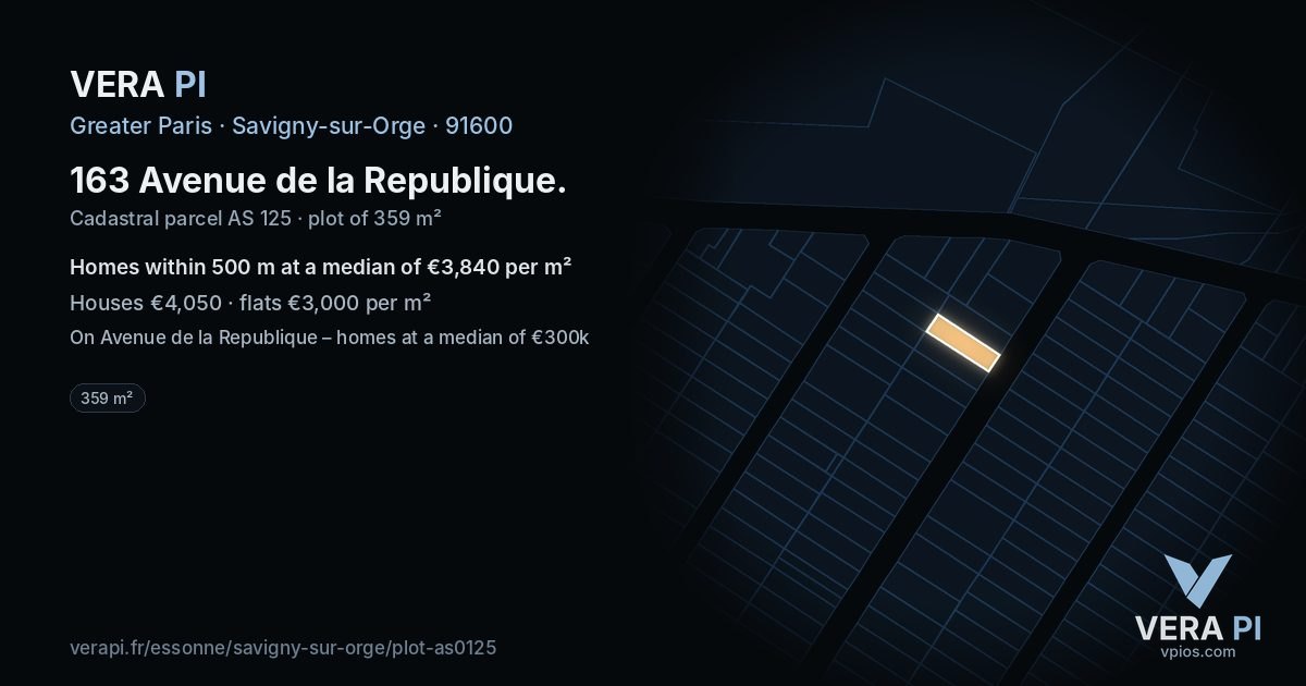 163 Avenue de la Republique, Savigny-sur-Orge at night – the plot lit, the parcels around coloured by the prices near them