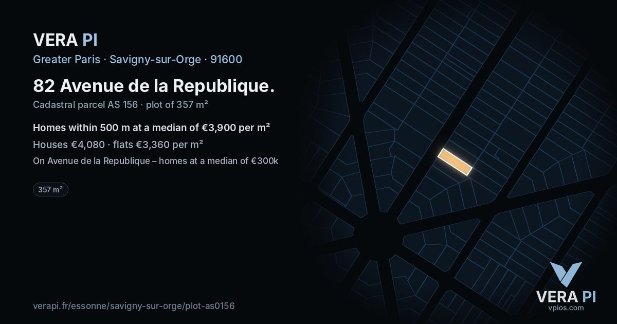 82 Avenue de la Republique, Savigny-sur-Orge at night – the plot lit, the parcels around coloured by the prices near them