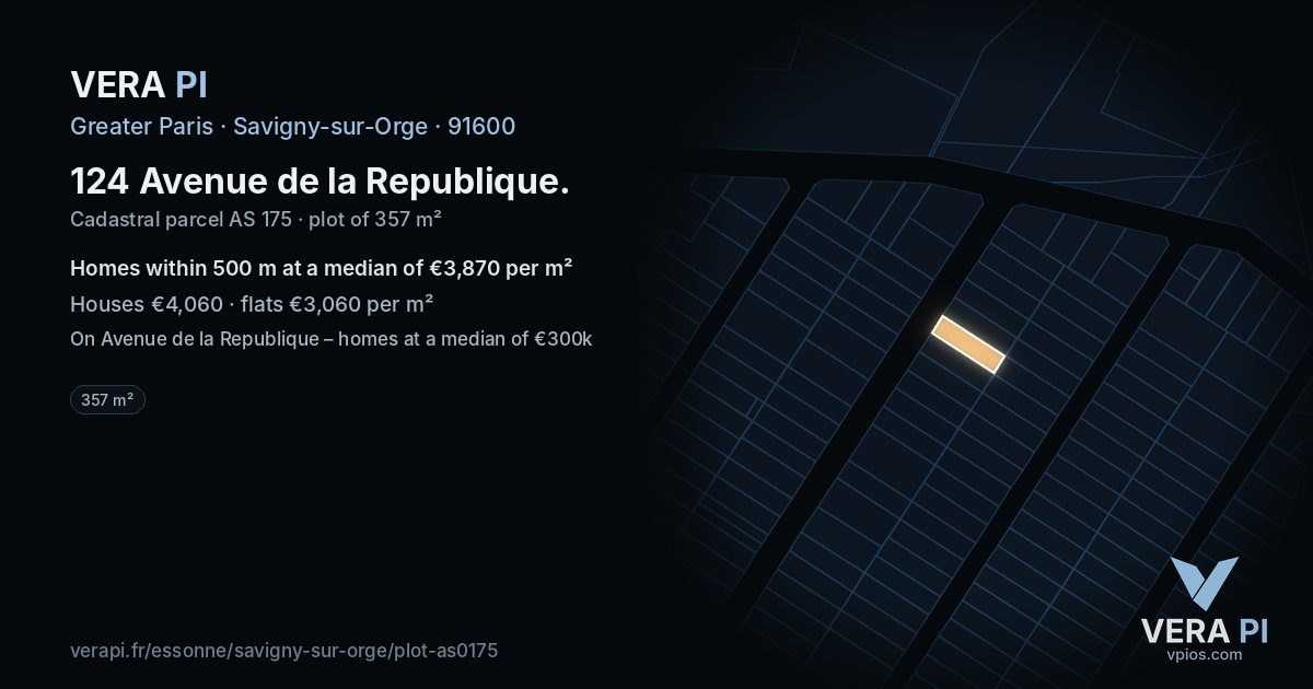 124 Avenue de la Republique, Savigny-sur-Orge at night – the plot lit, the parcels around coloured by the prices near them