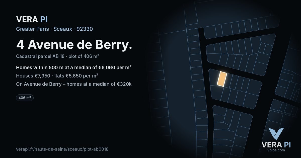 4 Avenue de Berry, Sceaux at night – the plot lit, the parcels around coloured by the prices near them