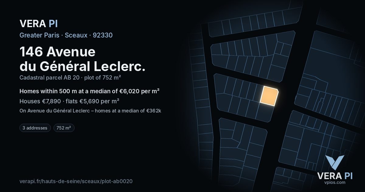 146 Avenue du Général Leclerc, Sceaux at night – the plot lit, the parcels around coloured by the prices near them