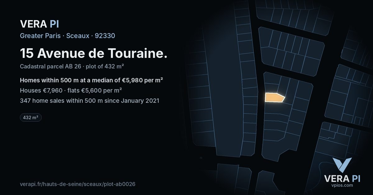 15 Avenue de Touraine, Sceaux at night – the plot lit, the parcels around coloured by the prices near them