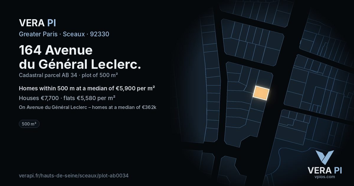 164 Avenue du Général Leclerc, Sceaux at night – the plot lit, the parcels around coloured by the prices near them