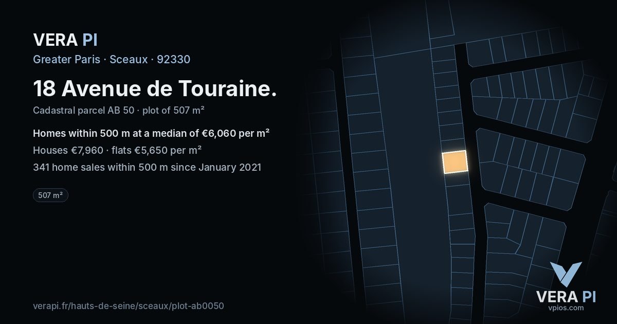 18 Avenue de Touraine, Sceaux at night – the plot lit, the parcels around coloured by the prices near them