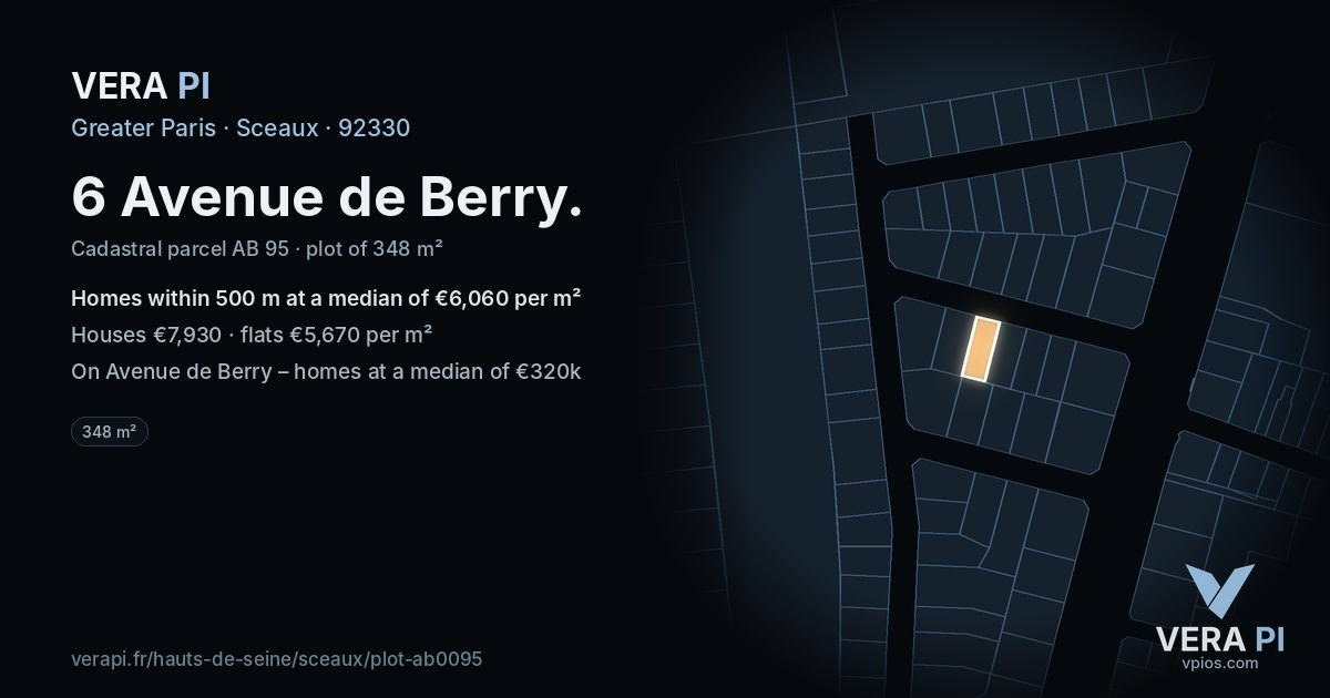 6 Avenue de Berry, Sceaux at night – the plot lit, the parcels around coloured by the prices near them