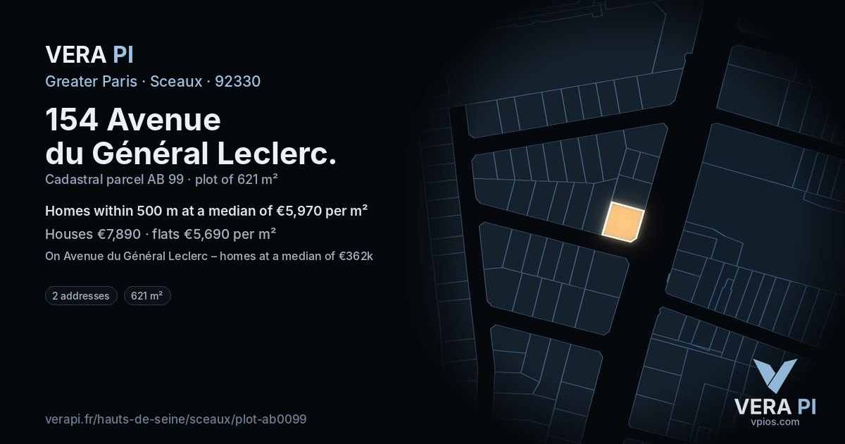 154 Avenue du Général Leclerc, Sceaux at night – the plot lit, the parcels around coloured by the prices near them