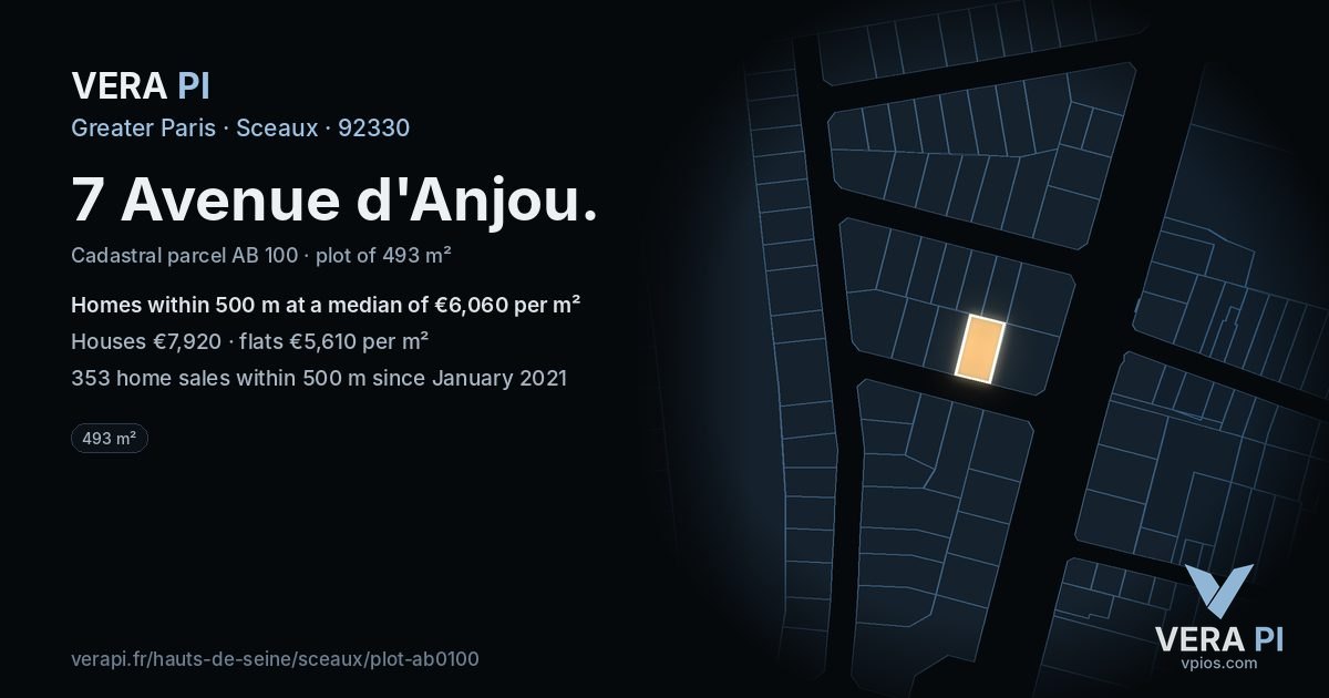 7 Avenue d'Anjou, Sceaux at night – the plot lit, the parcels around coloured by the prices near them