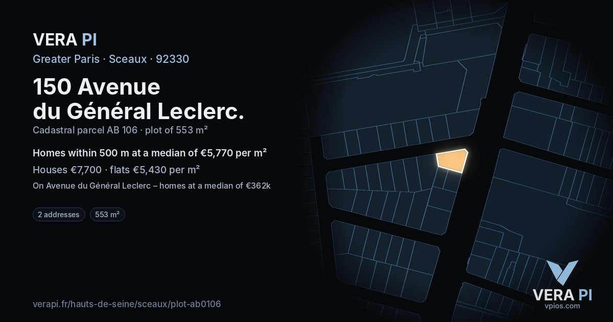 150 Avenue du Général Leclerc, Sceaux at night – the plot lit, the parcels around coloured by the prices near them