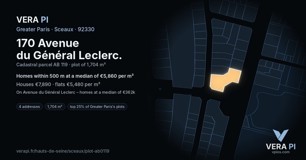 170 Avenue du Général Leclerc, Sceaux at night – the plot lit, the parcels around coloured by the prices near them