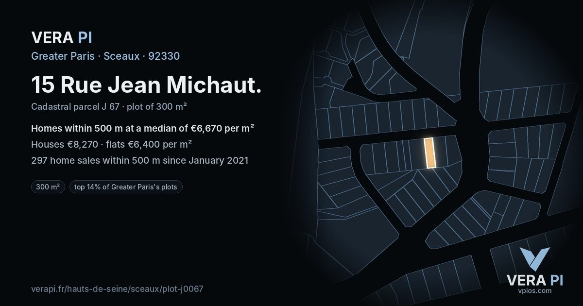 15 Rue Jean Michaut, Sceaux at night – the plot lit, the parcels around coloured by the prices near them