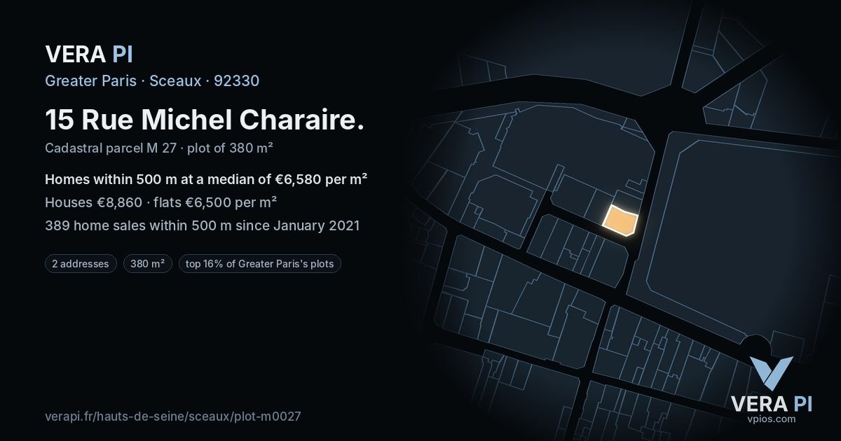 15 Rue Michel Charaire, Sceaux at night – the plot lit, the parcels around coloured by the prices near them