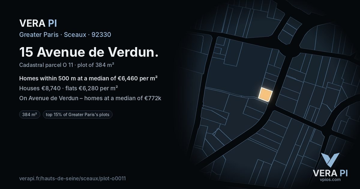 15 Avenue de Verdun, Sceaux at night – the plot lit, the parcels around coloured by the prices near them