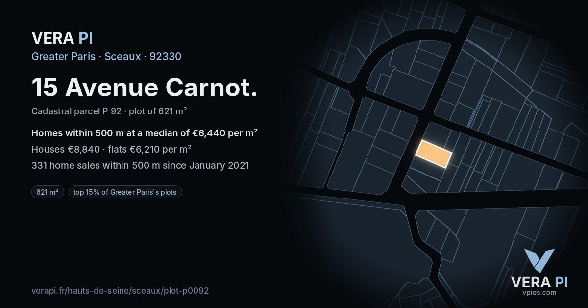 15 Avenue Carnot, Sceaux at night – the plot lit, the parcels around coloured by the prices near them