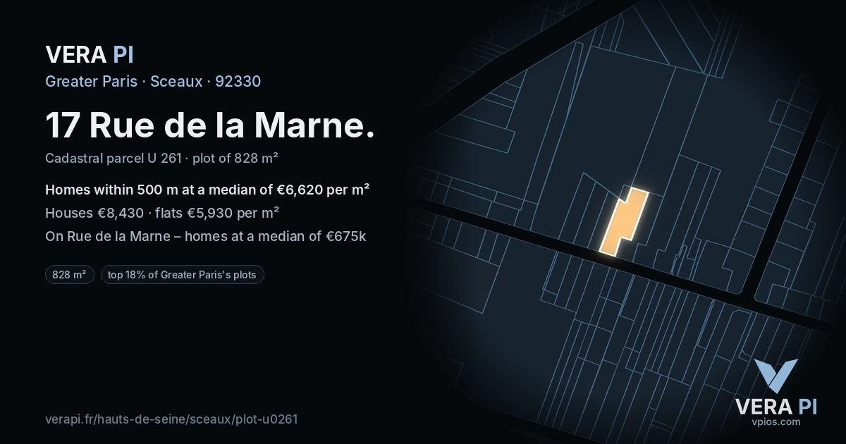 17 Rue de la Marne, Sceaux at night – the plot lit, the parcels around coloured by the prices near them