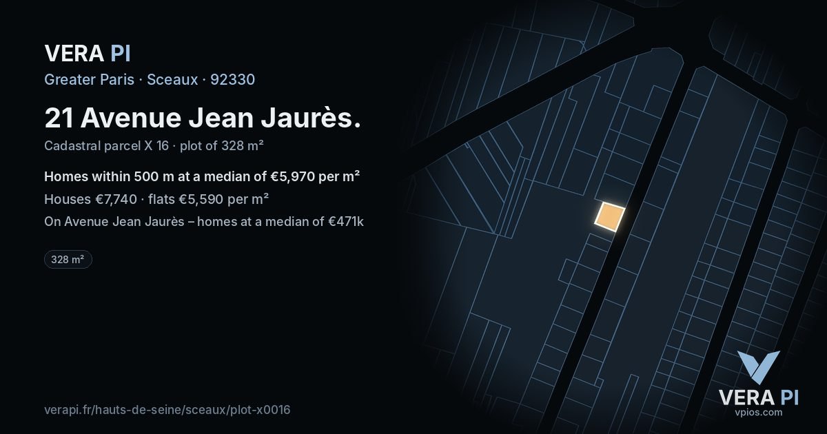 21 Avenue Jean Jaurès, Sceaux at night – the plot lit, the parcels around coloured by the prices near them
