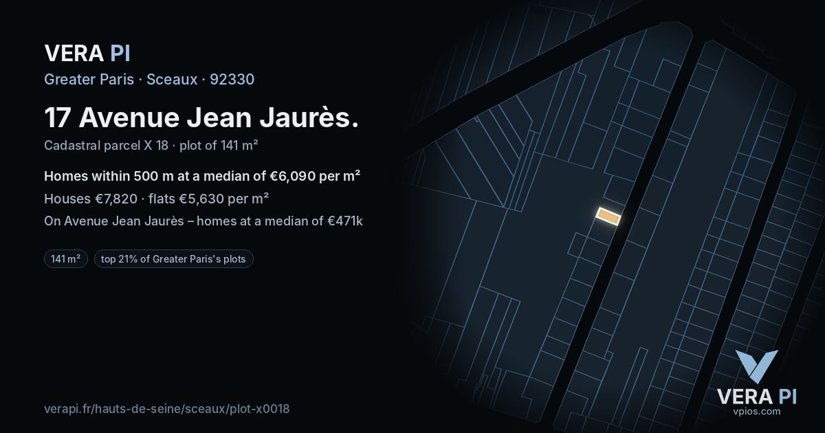 17 Avenue Jean Jaurès, Sceaux at night – the plot lit, the parcels around coloured by the prices near them