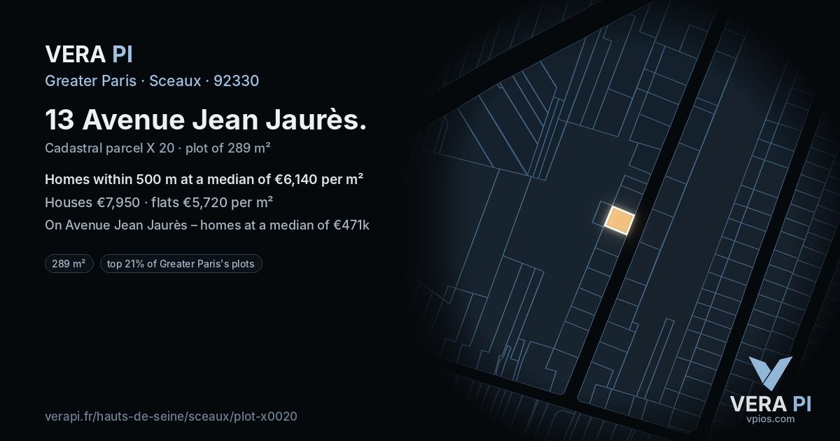 13 Avenue Jean Jaurès, Sceaux at night – the plot lit, the parcels around coloured by the prices near them