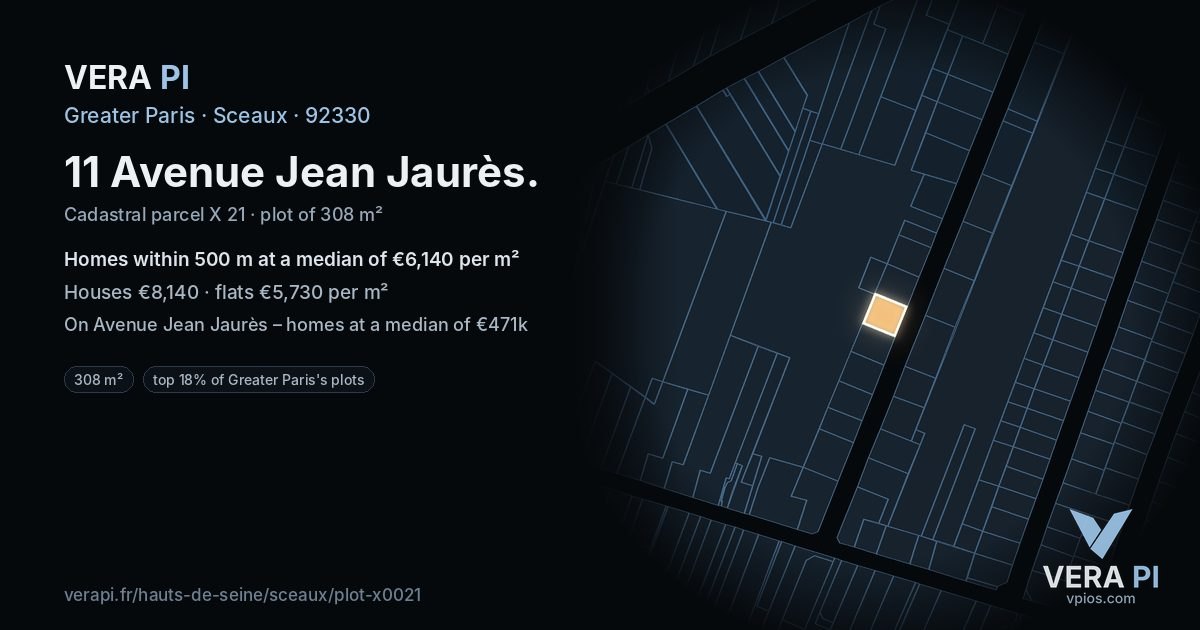 11 Avenue Jean Jaurès, Sceaux at night – the plot lit, the parcels around coloured by the prices near them