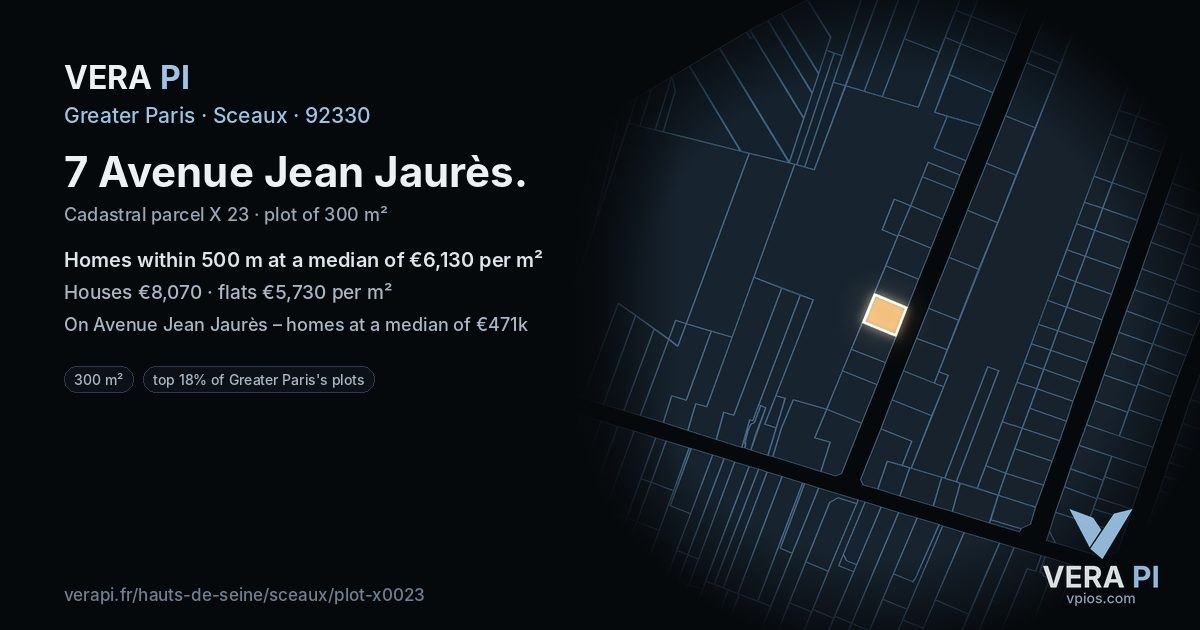 7 Avenue Jean Jaurès, Sceaux at night – the plot lit, the parcels around coloured by the prices near them