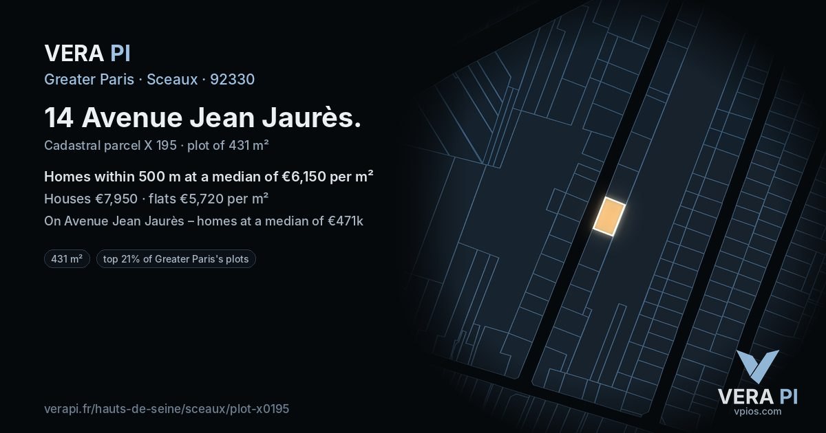 14 Avenue Jean Jaurès, Sceaux at night – the plot lit, the parcels around coloured by the prices near them