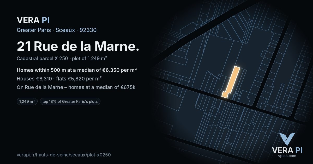21 Rue de la Marne, Sceaux at night – the plot lit, the parcels around coloured by the prices near them