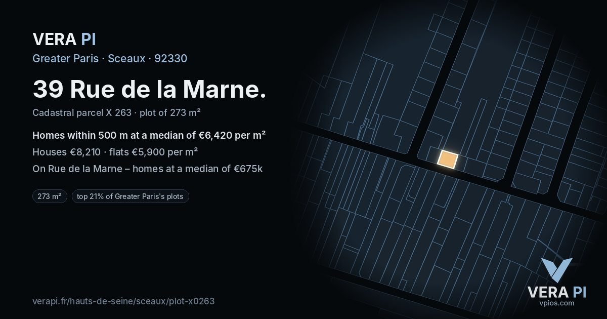 39 Rue de la Marne, Sceaux at night – the plot lit, the parcels around coloured by the prices near them