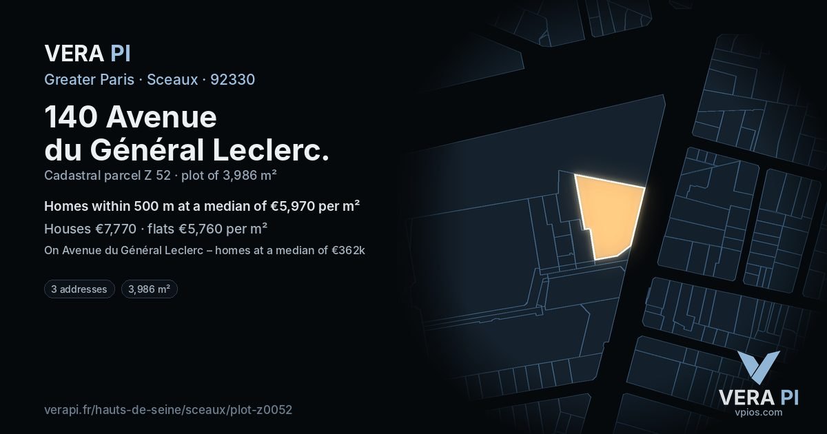 140 Avenue du Général Leclerc, Sceaux at night – the plot lit, the parcels around coloured by the prices near them