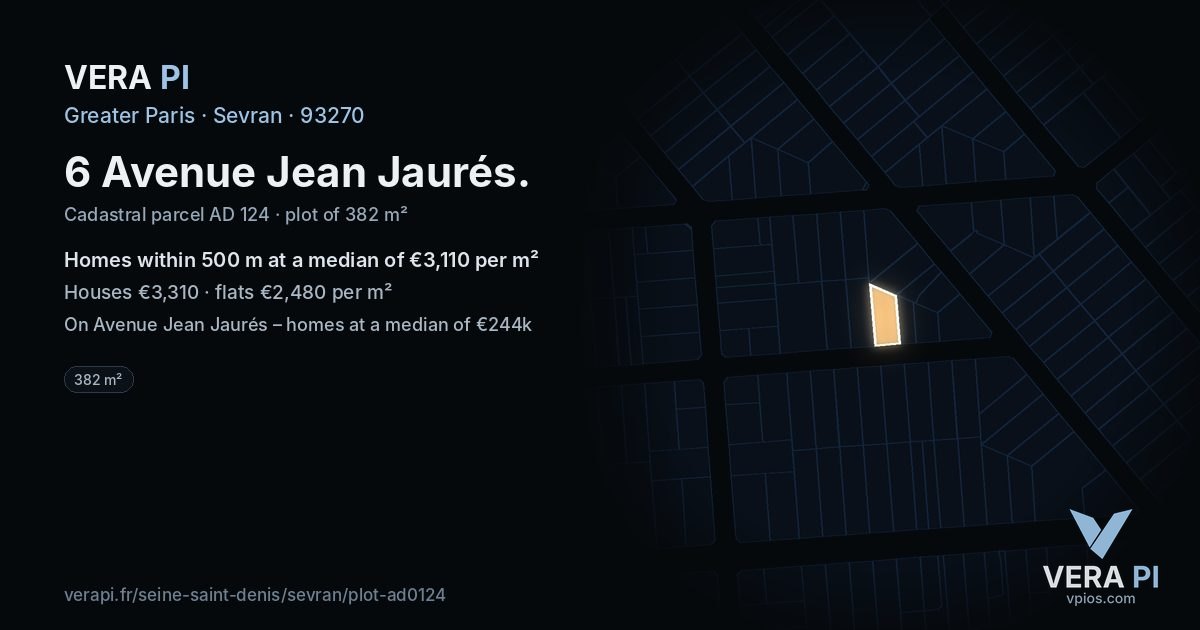 6 Avenue Jean Jaurés, Sevran at night – the plot lit, the parcels around coloured by the prices near them