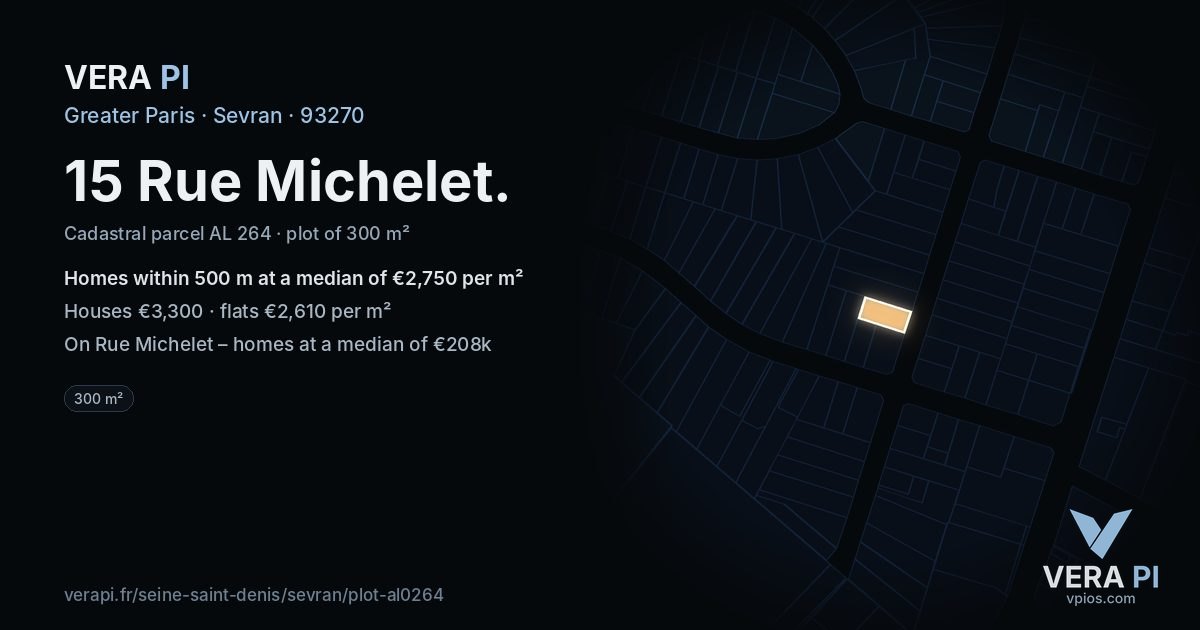 15 Rue Michelet, Sevran at night – the plot lit, the parcels around coloured by the prices near them