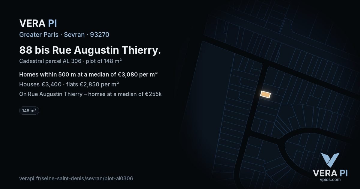 88 bis Rue Augustin Thierry, Sevran at night – the plot lit, the parcels around coloured by the prices near them