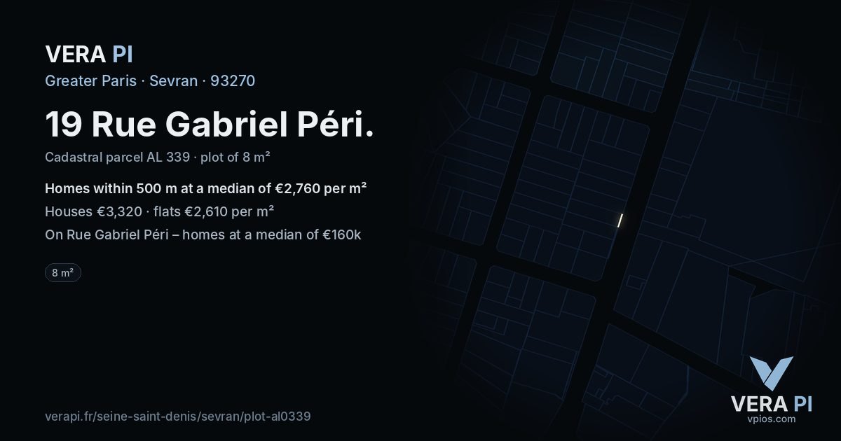 19 Rue Gabriel Péri, Sevran at night – the plot lit, the parcels around coloured by the prices near them