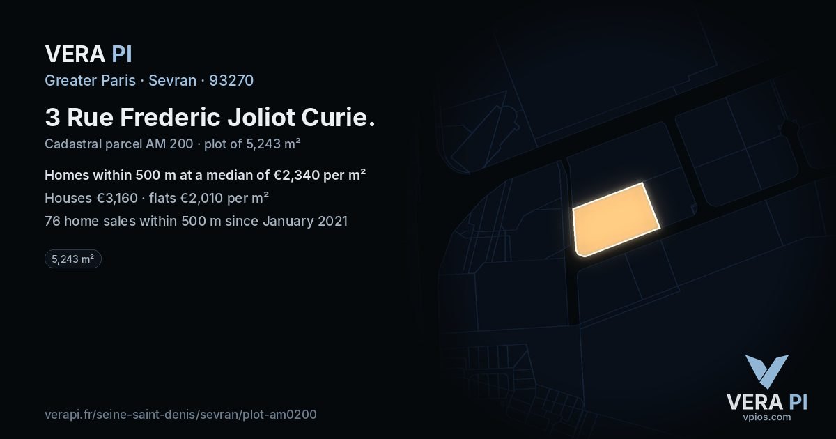 3 Rue Frederic Joliot Curie, Sevran at night – the plot lit, the parcels around coloured by the prices near them