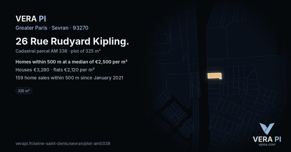 26 Rue Rudyard Kipling, Sevran at night – the plot lit, the parcels around coloured by the prices near them