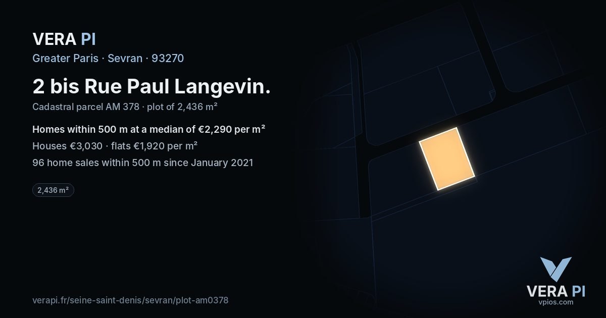 2 bis Rue Paul Langevin, Sevran at night – the plot lit, the parcels around coloured by the prices near them