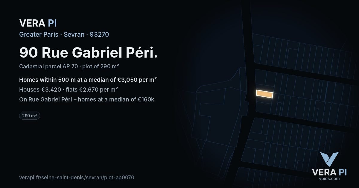 90 Rue Gabriel Péri, Sevran at night – the plot lit, the parcels around coloured by the prices near them