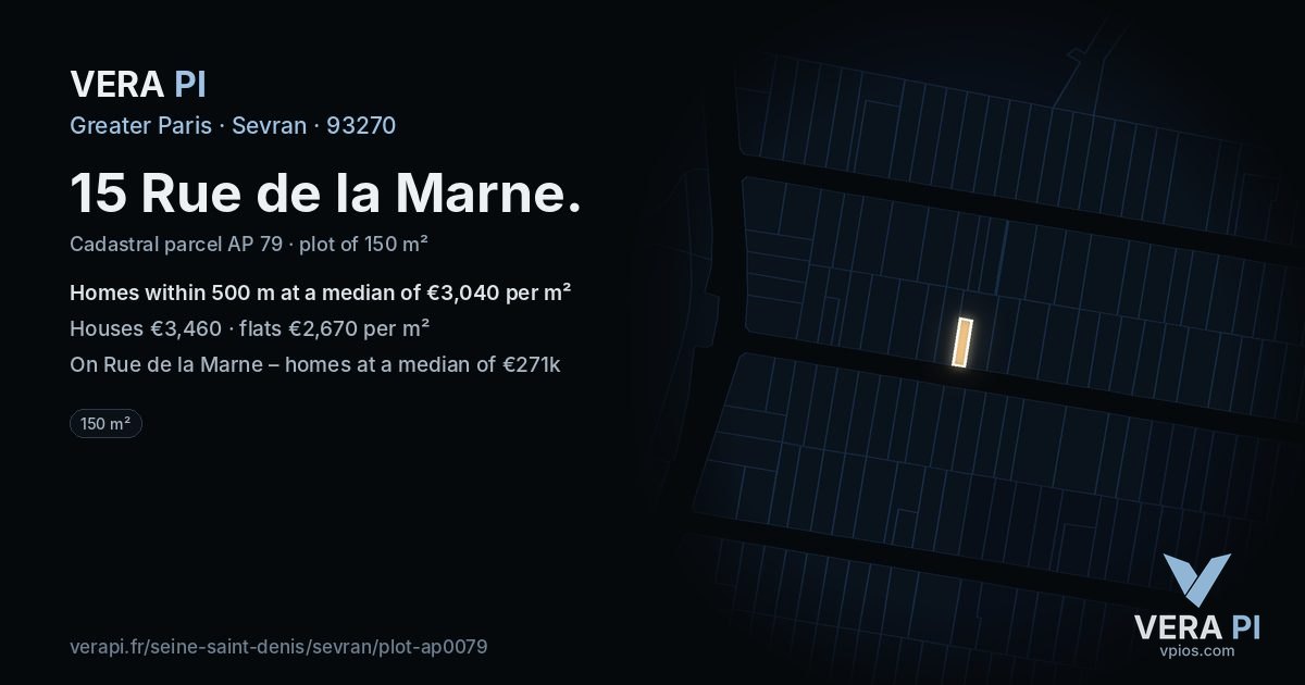 15 Rue de la Marne, Sevran at night – the plot lit, the parcels around coloured by the prices near them