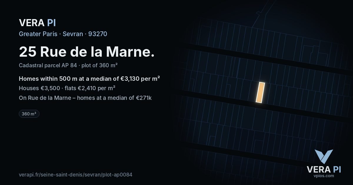 25 Rue de la Marne, Sevran at night – the plot lit, the parcels around coloured by the prices near them