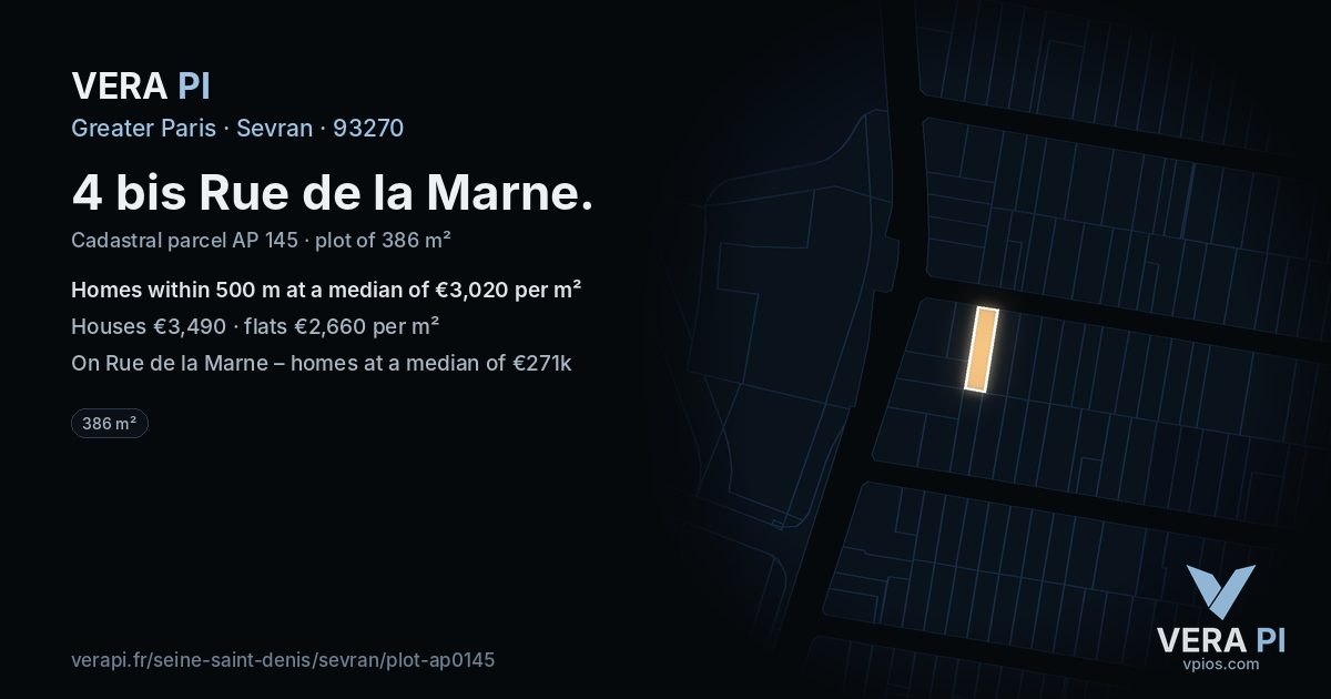 4 bis Rue de la Marne, Sevran at night – the plot lit, the parcels around coloured by the prices near them