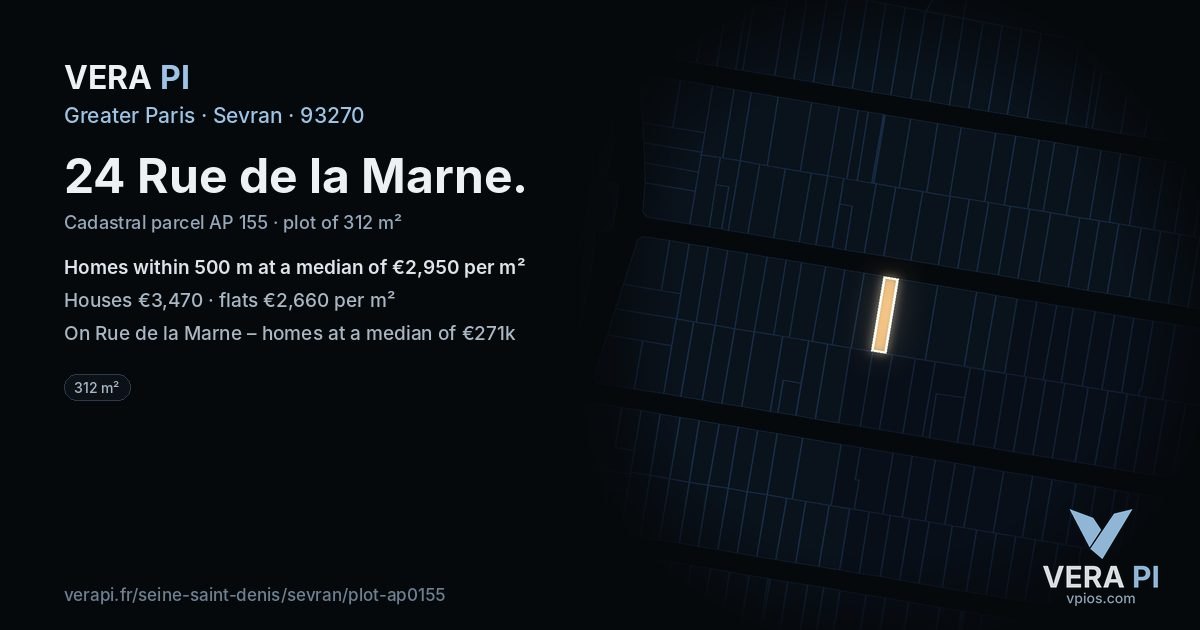 24 Rue de la Marne, Sevran at night – the plot lit, the parcels around coloured by the prices near them