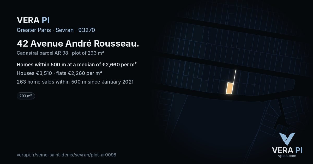 42 Avenue André Rousseau, Sevran at night – the plot lit, the parcels around coloured by the prices near them